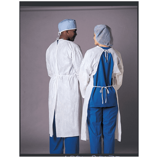 BUSSE STAFF PROTECTION GOWNS - Embossed Polyethylene Gown, Thumbhook Stirrups, Individually Wrapped, Meets AAMI Level 3, Blue, 15/bg, 5 bg/cs | Quantity - 1x CS