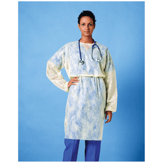 BUSSE STAFF PROTECTION GOWNS - Embossed Polyethylene Gown, Thumbhook Stirrups, Individually Wrapped, Meets AAMI Level 3, Blue, 15/bg, 5 bg/cs | Quantity - 1x CS