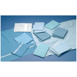 BUSSE TOWELS/DRAPES, OPERATING ROOM (O.R.) UTILITY - Drape, Blue, Adhesive Strip, Sterile, 18" x 26", Non-Absorbent, 2/pkg, 50 pkg/cs | Quantity - 1x CS