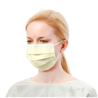 CARDINAL HEALTH SECURE-GARD PROCEDURE MASKS - Procedure Mask, Polypropylene Outer-Facing/Tissue Inner-Facing, Earloops, Yellow, 50/bx, 10 bx/cs (Continental US Only) (On Vendor Allocation - Availibility May Be Limited) | Quantity - 1x CS