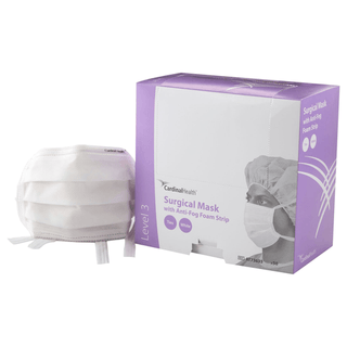 CARDINAL HEALTH ASTM LEVEL 3 PROCEDURE & SURGICAL MASKS - Surgical Mask, Tie-On, Pleated, Foam Anti-Fog, Integrated Eyeshield with Anti-Glare, Mediterranean Blue, 25/bx, 4 bx/cs(On Vendor Allocation - Availibility May Be Limited) | Quantity - 1x CS