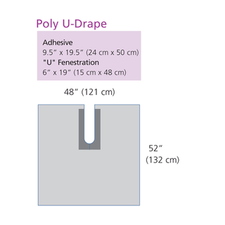 CARDINAL HEALTH PROCEDURE DRAPESPoly U-Drape, Clear, Small, with Adhesive, 9.5 x 19.5, Sterile, 10/cs | Quantity - 1x CS
