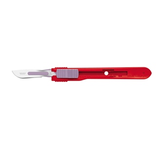 CINCINNATI SAFETY SCALPELS - Safety Scalpels, Swann Morton, Stainless Steel, Red Handle, Size 10, Disposable, Sterile, 25/bx (DROP SHIP ONLY) | Quantity - 1x BX