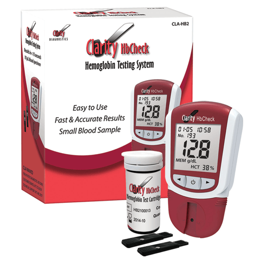 CLARITY DIAGNOSTICS HEMOGLOBIN - Clarity HbCheck Hemoglobin Meter, CLIA Waived, Includes: (1) Hemoglobin Meter, Quick Start & Reference Guide, Manual, | Quantity - 1x EA