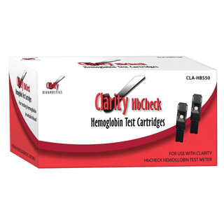 CLARITY DIAGNOSTICS HEMOGLOBIN - Clarity HbCheck Hemoglobin Strips, CLIA Waived, 50/bx (Packaged 10 strips/vial - 5 Vials/bx), 60 Pipettes and (1) Code Chip | Quantity - 1x BX