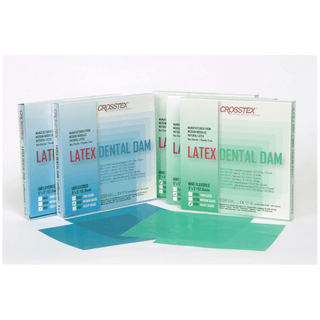 CROSSTEX DENTAL DAMS - Dental Dam, Medium, Blue, 5" x 5", Unflavored, 52 sheets/bx | Quantity - 1x BX