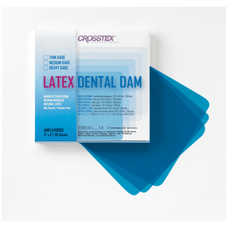 CROSSTEX DENTAL DAMS - Dental Dam, Medium, Blue, 5" x 5", Unflavored, 52 sheets/bx | Quantity - 1x BX