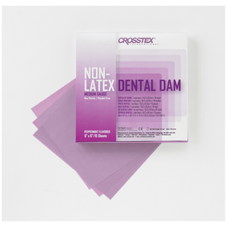 CROSSTEX DENTAL DAM - Dental Dam, Medium, Purple, 6" x 6", Peppermint, Latex Free (LF), 15 sheets/bx | Quantity - 1x BX