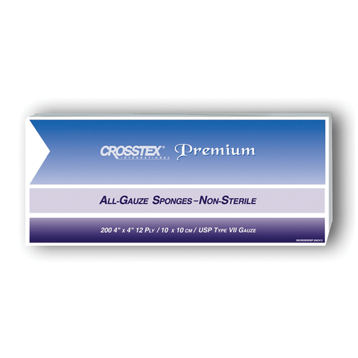 CROSSTEX ALL GAUZE PREMIUM NON-STERILE SPONGESSponge, 4" x 4", 12-Ply, 2000/cs | Quantity - 1x CS
