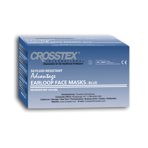 CROSSTEX ADVANTAGE EARLOOP MASK - Mask, Latex Free (LF), Blue, 50/bx, 10 bx/cs (60 cs/plt) | Quantity - 1x CS