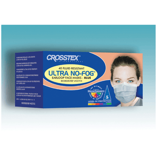 CROSSTEX ULTRA NO-FOG EARLOOP MASK - ASTM Level 3 Mask, Latex Free (LF), Blue, 40/bx, 10 bx/ctn | Quantity - 1x CTN