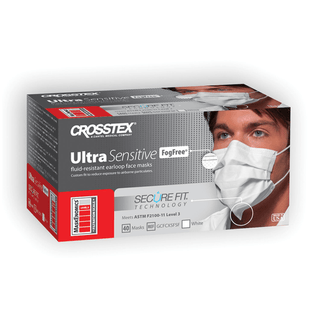 CROSSTEX SECUREFIT ULTRA SENSITIVE EARLOOP MASK - ASTM Level 3 Earloop Mask, No Fog, White, 40/bx, 10 bx/ctn | Quantity - 1x CTN