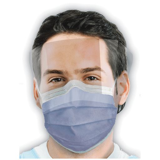 CROSSTEX ISOFLUID FOGFREE EARLOOP MASK WITH SPLASH VISORASTM Level 1 Mask, Latex Free (LF), Sapphire, 25/bx, 4 bx/ctn | Quantity - 1x CTN