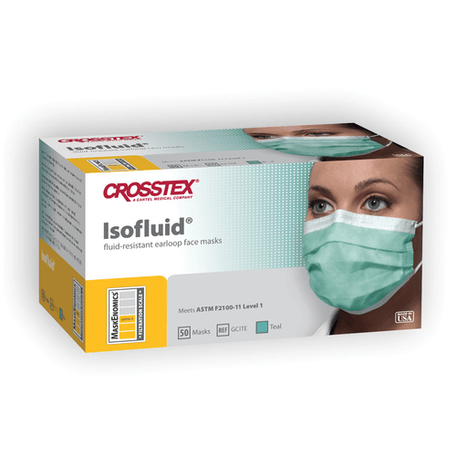 CROSSTEX ISOFLUID EARLOOP MASKASTM Level 1 Mask, Latex Free (LF), Teal, 50/bx, 10 bx/ctn | Quantity - 1x CTN