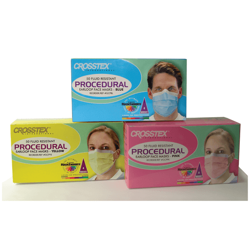 CROSSTEX PROCEDURAL EARLOOP MASKASTM Level 2 Mask, Yellow, Latex Free (LF), 50/bx, 10 bx/ctn | Quantity - 1x CTN
