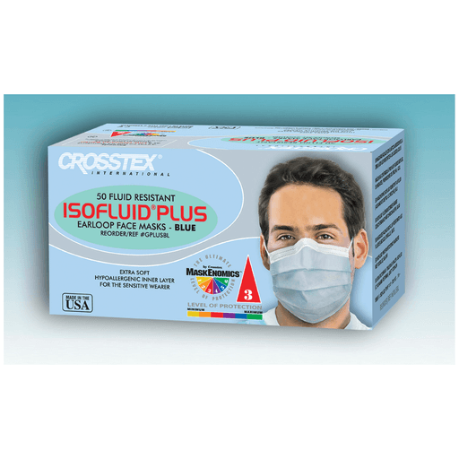 CROSSTEX ISOFLUID PLUS EARLOOP MASKASTM Level 1 Mask, Latex Free (LF), Pink, 50/bx, 10 bx/ctn | Quantity - 1x CTN