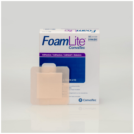 CONVATEC FOAMLITE DRESSING - Foam Dressing, Adhesive, Square, 4" x 4", 10/bx | Quantity - 1x BX