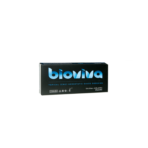 3D DENTAL BIOVIVA TOPICAL HEMOSTATIC GAUZE DRESSING - Bioviva Hemostatic Gauze (Gelfoam Comparable), 20/bx (Dual Dressing Per Each Blister Pack) (US Only, Excluding IN and ND) | Quantity - 1x BX