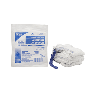 DUKAL LAPAROTOMY SPONGES - Laparotomy Sponge, 18" x 18", Sterile, X-Ray Detectable, Prewashed, Softpack, 5/pk, 20 pk/cs (64 cs/plt) | Quantity - 1x CS