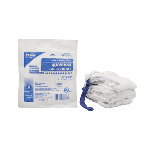 DUKAL LAPAROTOMY SPONGES - Laparotomy Sponge, 18" x 18", Sterile, X-Ray Detectable, Prewashed, Softpack, 5/pk, 20 pk/cs (64 cs/plt) | Quantity - 1x CS