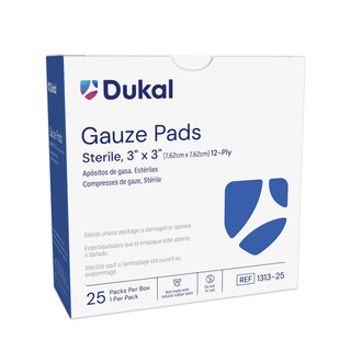 DUKAL GAUZE PADSGauze Pad, 3" x 3", 12-Ply, Sterile, 1/pk, 25 pk/bx, 24 bx/cs | Quantity - 1x CS