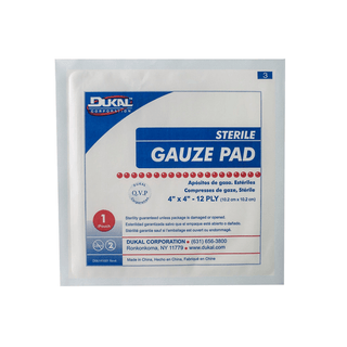 DUKAL GAUZE PADSGauze Pad, 4" x 4", 12-Ply, Sterile, 1/pk, 25 pk/bx, 24 bx/cs | Quantity - 1x CS