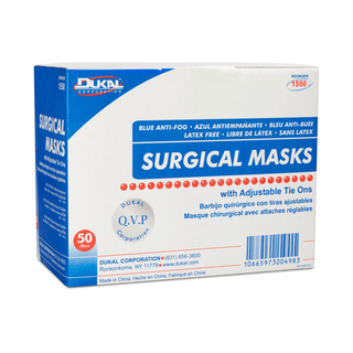 DUKAL SURGICAL FACE MASKS - Face Mask, Tie, Anti-Fog, 3-Ply, Blue, 50/bx, 6 bx/cs | Quantity - 1x CS