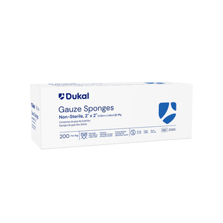 DUKAL WOVEN COTTON GAUZE SPONGES - Gauze Sponge, 2" x 2", Sterile, 8-Ply, Cotton Filled, 200/bg, 25 bg/cs  | Quantity - 1x CS