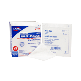 DUKAL SUPER SPONGES - Sponge, Sterile 2s, Medium, Soft Pouch, 2/pk, 20 pk/tray, 12 tray/cs | Quantity - 1x CS