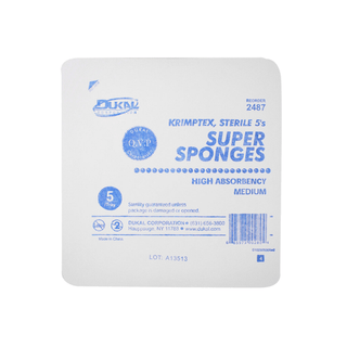 DUKAL SUPER SPONGES - Sponge, Sterile 5s, Medium, Hard Tray, 5/tray, 120 tray/cs (20 cs/plt) | Quantity - 1x CS