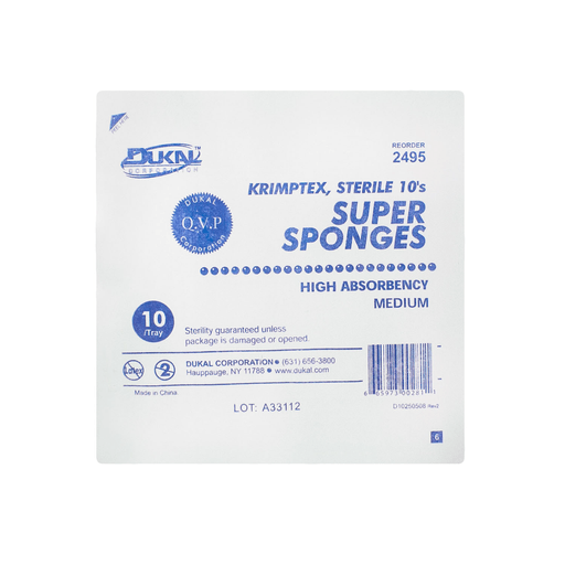 DUKAL SUPER SPONGES - Sponge, Sterile 10s, Medium, 10/pk, 48 pk/cs | Quantity - 1x CS