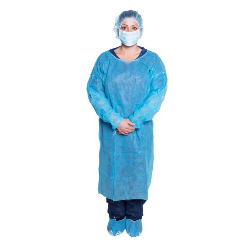 DUKAL ISOLATION GOWNSIsolation Gown, One Size, Blue, 10/bg, 5 bg/cs (84 cs/plt) | Quantity - 1x CS