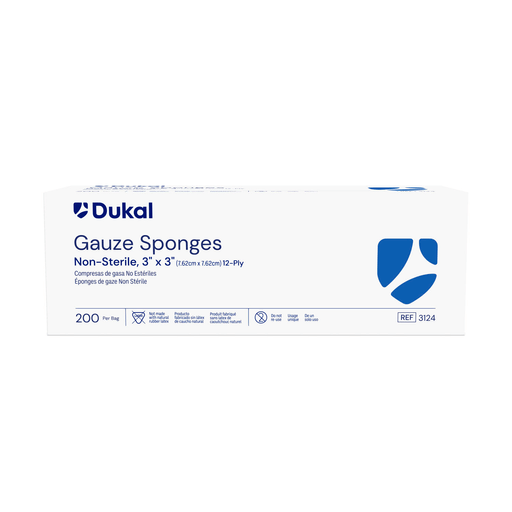 DUKAL WOVEN COTTON GAUZE SPONGES - Gauze Sponge, 3" x 3", Non-Sterile, 12-Ply, 200/bg, 20 bg/cs | Quantity - 1x CS