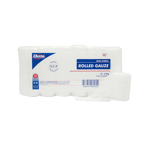 DUKAL ROLLED GAUZE - Rolled Gauze, 2" x 5 yd, Non-Sterile, 2-Ply, 12 rl/bg, 8 bg/cs | Quantity - 1x CS
