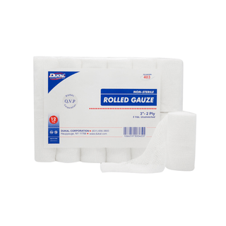 DUKAL ROLLED GAUZE - Rolled Gauze, 3" x 5 yd, Non-Sterile, 2-Ply, 12 rl/bg, 8 bg/cs | Quantity - 1x CS