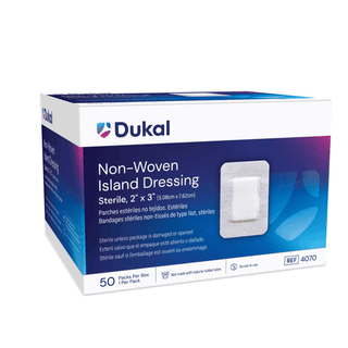 DUKAL NON-WOVEN ISLAND DRESSING - Island Dressing, 6" x 6", Non-Woven, Adhesive Backing, Sterile, 25/bx, 4 bx/cs (Item is on Manufacturer Backorder and may be Limited When Quantities are Available) | Quantity - 1x CS