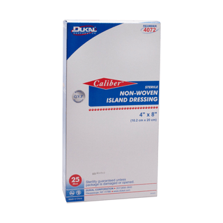 DUKAL NON-WOVEN ISLAND DRESSINGIsland Dressing, 4" x 8", Non-Woven, Adhesive Backing, Sterile, 25/bx, 4 bx/cs | Quantity - 1x CS