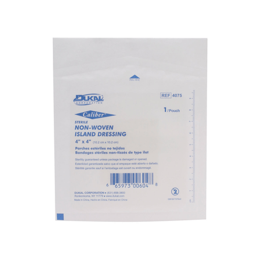 DUKAL NON-WOVEN ISLAND DRESSINGIsland Dressing, 4" x 4", Non-Woven, Adhesive Backing, Sterile, 25/bx, 8 bx/cs | Quantity - 1x CS