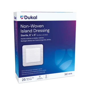 DUKAL NON-WOVEN ISLAND DRESSING - Island Dressing, 6" x 6", Non-Woven, Adhesive Backing, Sterile, 25/bx, 4 bx/cs (Item is on Manufacturer Backorder and may be Limited When Quantities are Available) | Quantity - 1x CS