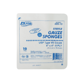 DUKAL WOVEN COTTON GAUZE SPONGES - Gauze Sponge, 2" x 2", Sterile, 8-Ply, Cotton Filled, 200/bg, 25 bg/cs  | Quantity - 1x CS