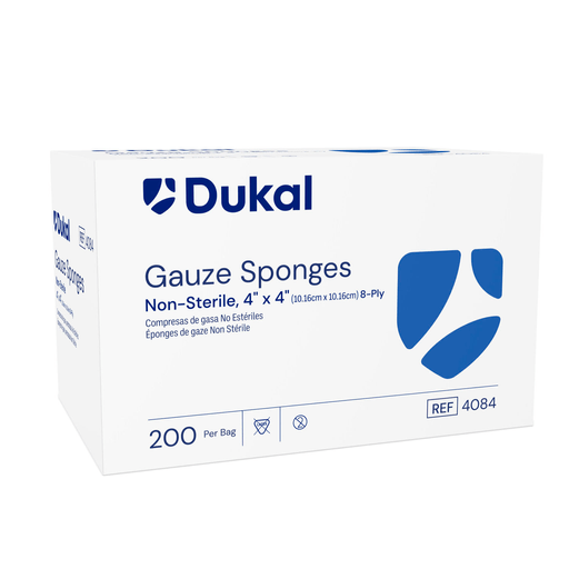 DUKAL WOVEN COTTON GAUZE SPONGES - Gauze Sponge, 4" x 4", Non-Sterile, 8-Ply, 200/bg, 20 bg/cs (42 cs/plt) | Quantity - 1x CS