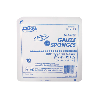 DUKAL WOVEN COTTON GAUZE SPONGES - Gauze Sponge, 2" x 2", Sterile, 8-Ply, Cotton Filled, 200/bg, 25 bg/cs  | Quantity - 1x CS