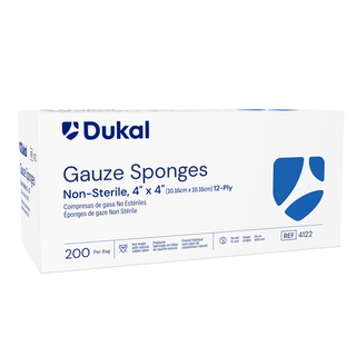 DUKAL WOVEN COTTON GAUZE SPONGES - Gauze Sponge, 2" x 2", Sterile, 8-Ply, Cotton Filled, 200/bg, 25 bg/cs  | Quantity - 1x CS