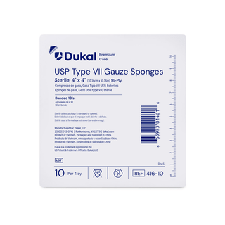 DUKAL WOVEN COTTON GAUZE SPONGES - Gauze Sponge, 4" x 4", Type VII, 16-Ply, Sterile, 10/try, 128 tray/cs | Quantity - 1x CS