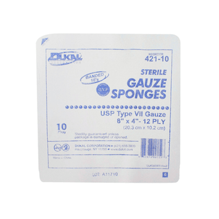 DUKAL WOVEN COTTON GAUZE SPONGES - Gauze Sponge, 8" x 4", Type VII, 12-Ply, Sterile, 10/tray, 80 tray/cs | Quantity - 1x CS