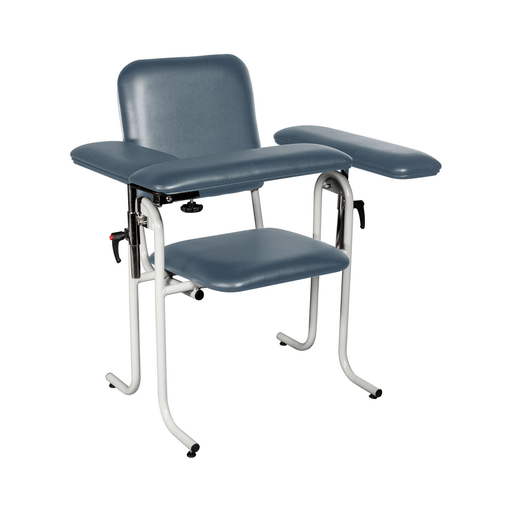 DUKAL TECH-MED BLOOD DRAW CHAIRBlood Draw Chair with Flip Up Arm, Upholstered, Seat Dimensions: 18"W x 17"D x 19"H, Blue | Quantity - 1x EA