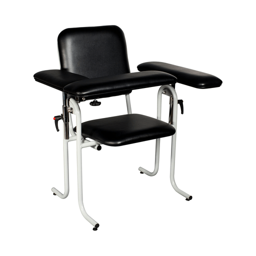 DUKAL TECH-MED BLOOD DRAW CHAIRBlood Draw Chair with Flip Up Arm, Upholstered, Seat Dimensions: 18"W x 17"D x 19"H, Black | Quantity - 1x EA