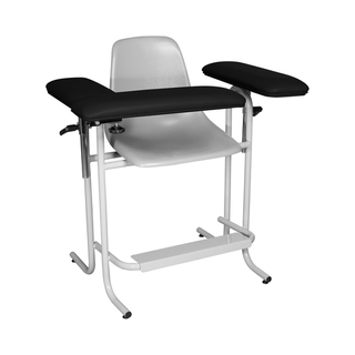 DUKAL TECH-MED BLOOD DRAW CHAIRBlood Draw Chair, Plastic Seat, Upholstered Flip Arm, 300 lb Weight Capacity, Tall, Chair Dimensions: 21"W x 17"D x 24"H, Black | Quantity - 1x EA