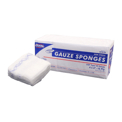 DUKAL X-RAY DETECTABLE GAUZE SPONGES - Gauze Sponge, 4" x 4", X-Ray Detectable Type VII, 16-Ply, Non-Sterile, 100/bg, 20 bg/cs | Quantity - 1x CS