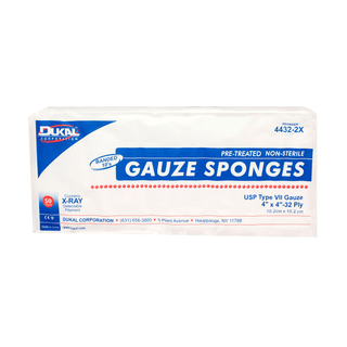 DUKAL X-RAY DETECTABLE GAUZE SPONGES - Gauze Sponge, 4" x 4", X-Ray Detectable Type VII, 16-Ply, Sterile, 10/tray, 128 tray/cs | Quantity - 1x CS
